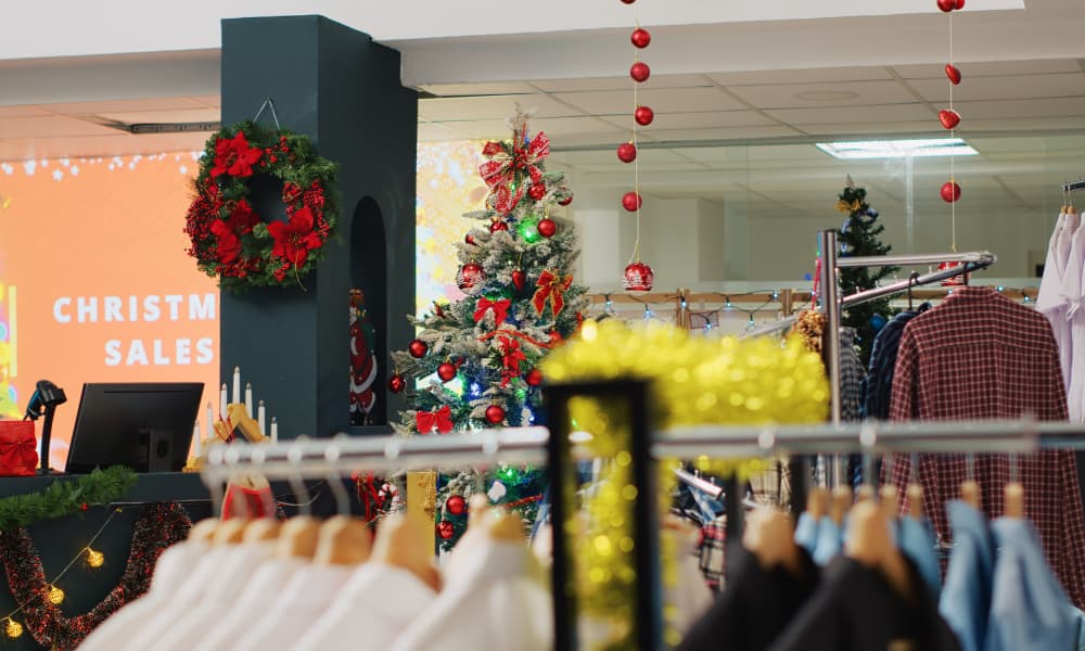 A South Florida retail store with Christmas decorations.