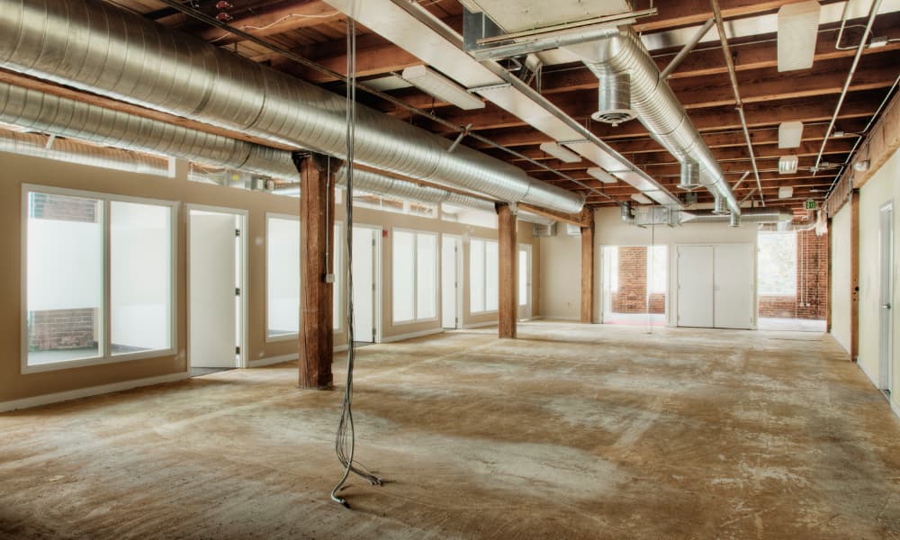An empty office space awaiting a tenant build-out