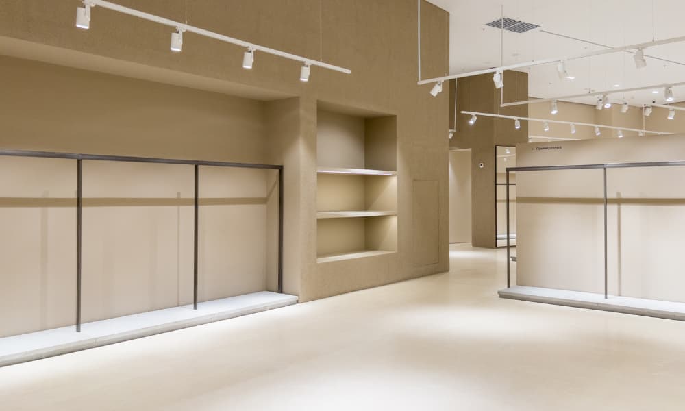 Complete retail store construction awaiting closeout steps